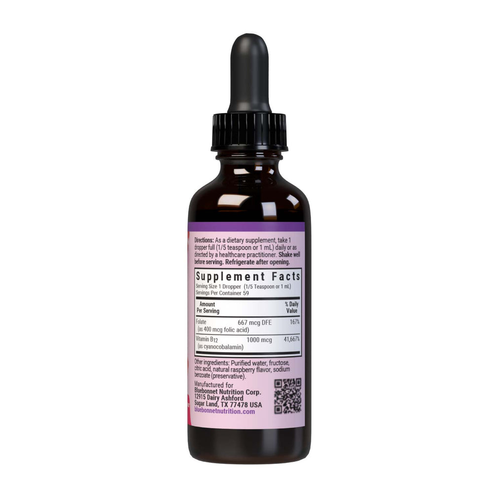 Bluebonnet Nutrition Liquid Vitamin B12 & Folic Acid 59 Ml thumbnail 2