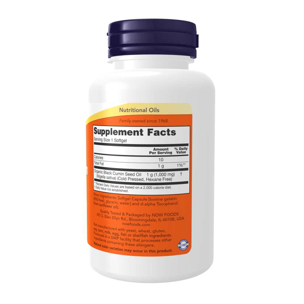 Now Foods Black Cumin Seed Oil 1000mg – 60 Softgels thumbnail 2