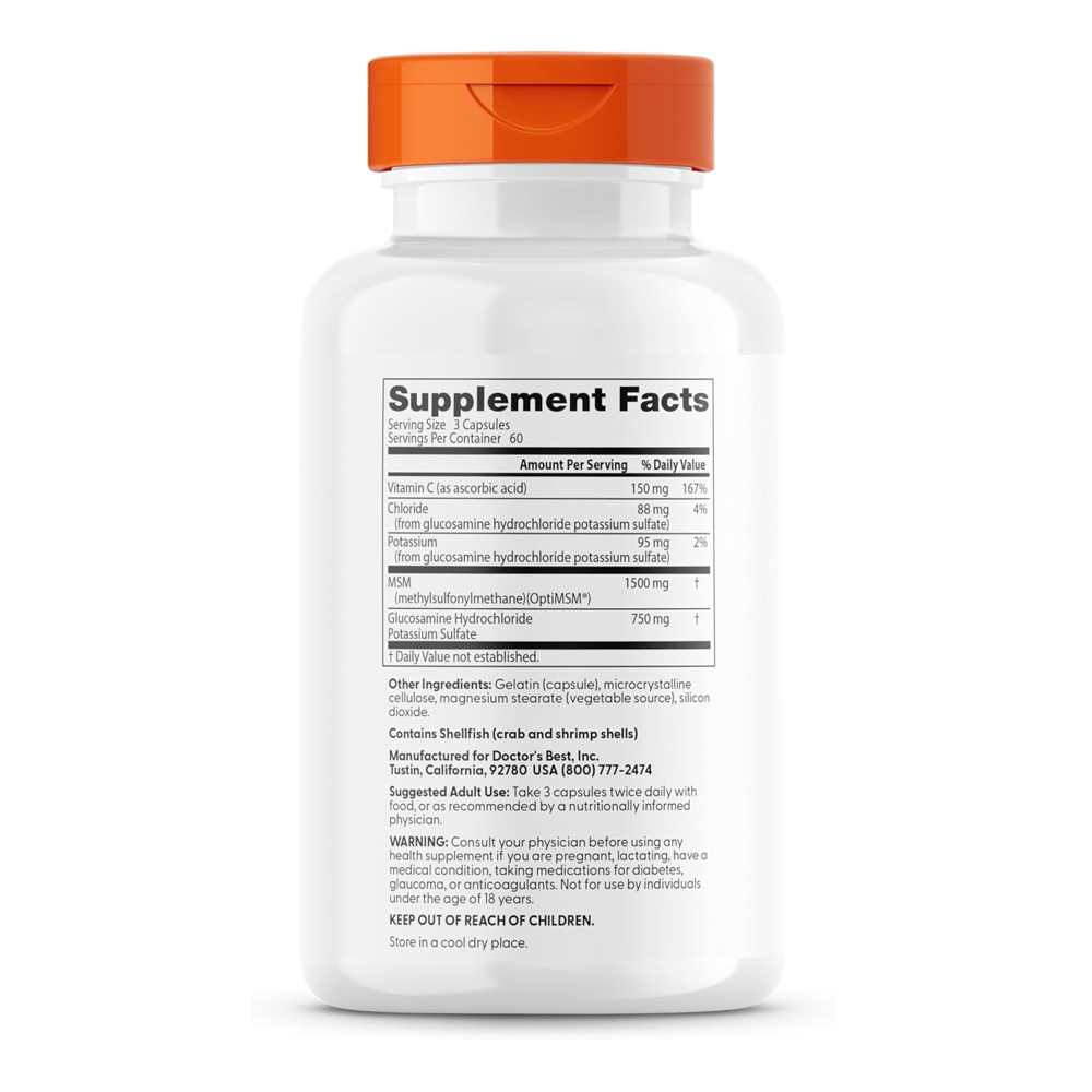 Doctor's Best Synergistic Glucosamine Msm Formula with Opti Msm Capsules 180 Count thumbnail 2