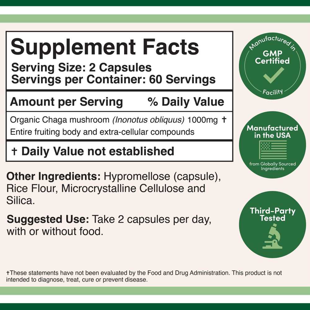 Double Wood Supplements – Chaga Mushroom 1000mg | Natural Immune Support | 120 Ct thumbnail 2
