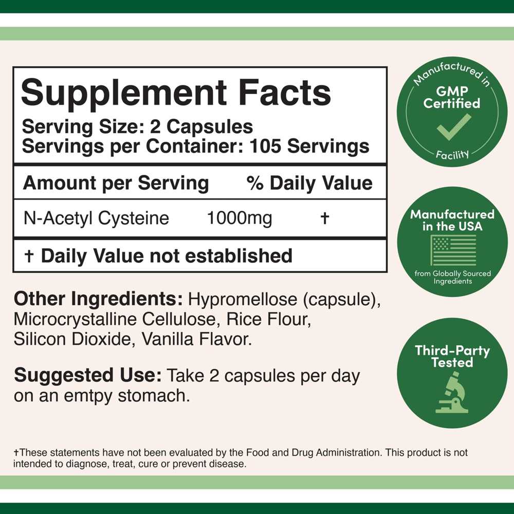 Double Wood N-Acetyl Cysteine 1000mg – 210 Capsules thumbnail 2