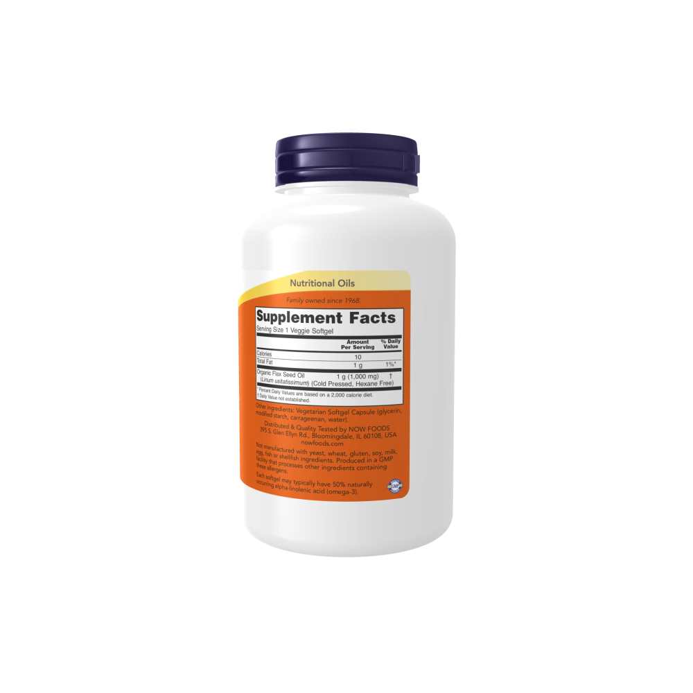 Now Foods Flax Oil 1000mg – Vegan Omega-3 Cardiovascular Support – 120 Softgels thumbnail 2