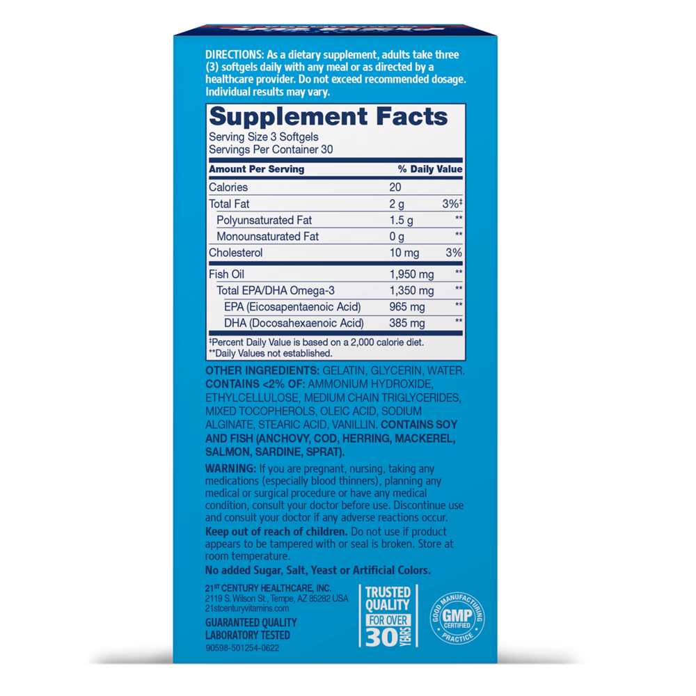 21st Century Alaska Wild® Fish Oil Mega Omega-3 90 Softgels thumbnail 2