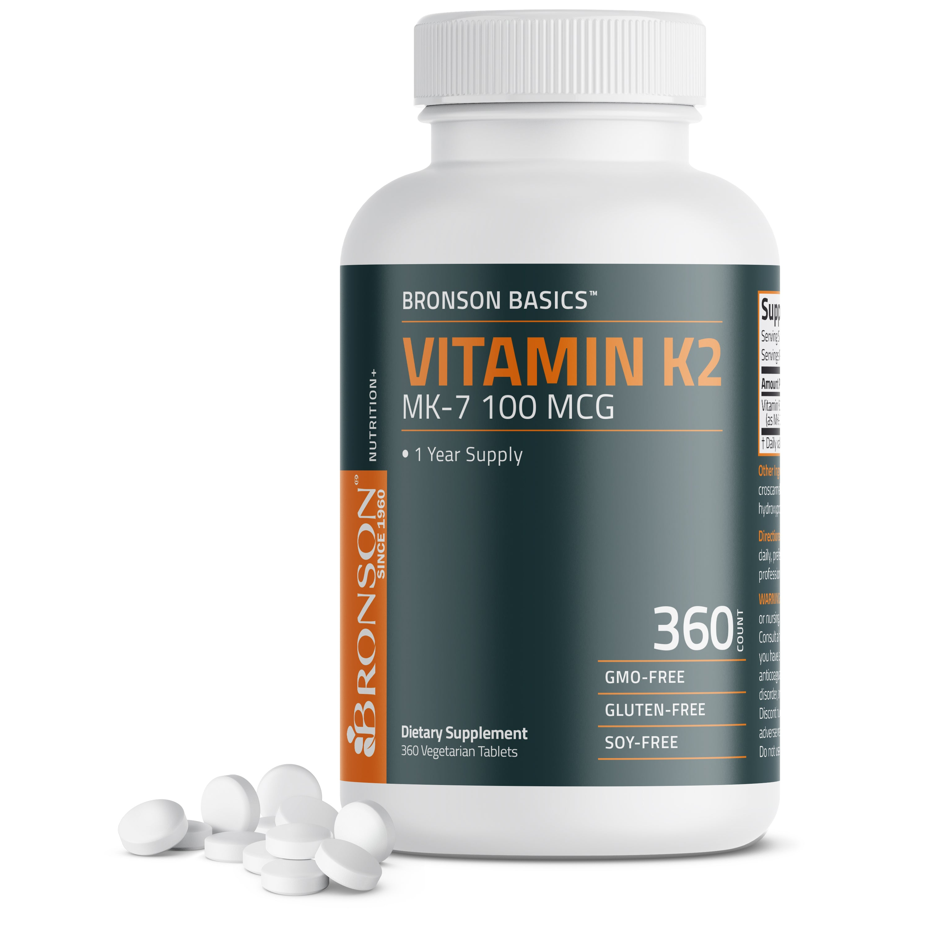 Bronson Vitamins Vitamin K2 Mk-7 100 Mcg 120 Tabs thumbnail 2