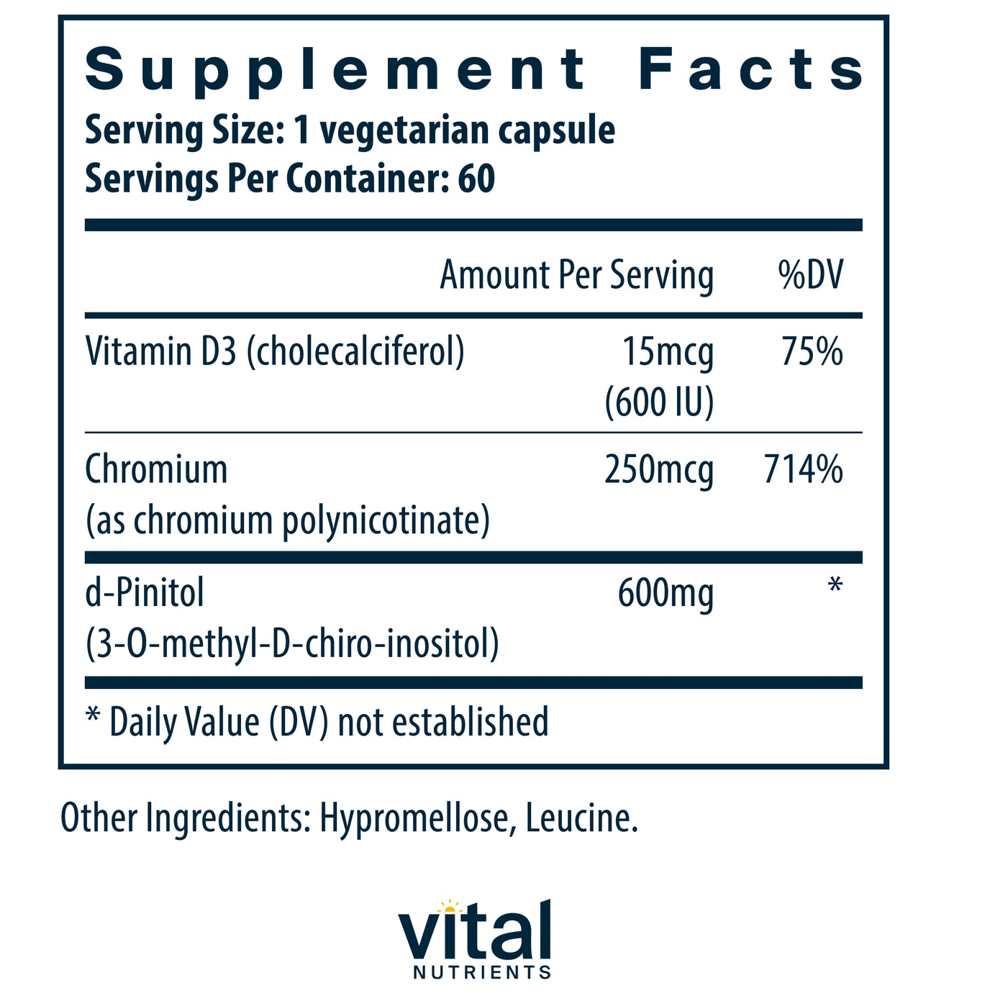 Vital Nutrients D-Pinitol 600 60 Caps thumbnail 2