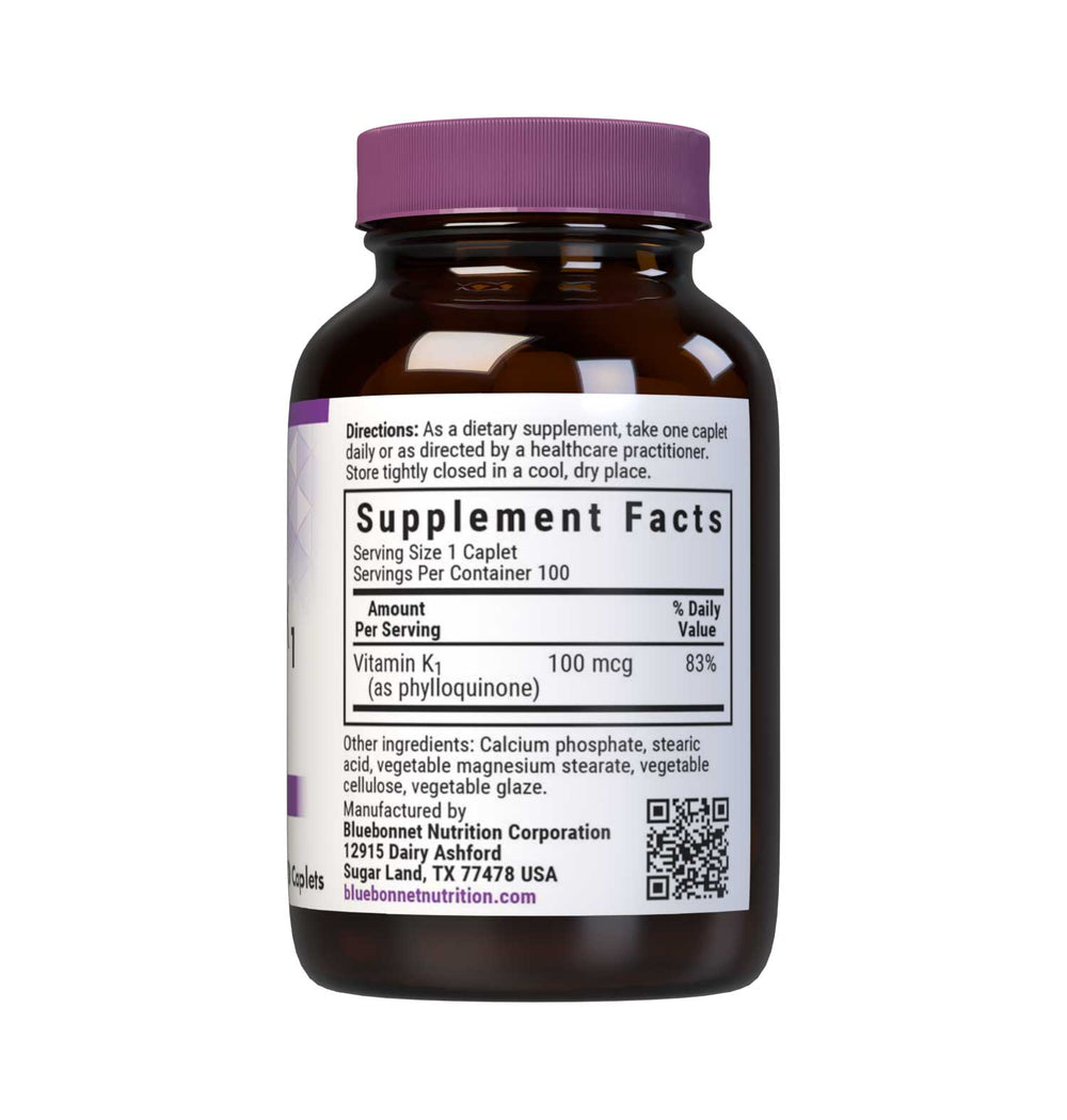 Bluebonnet Nutrition Vitamin K1 100 Mcg 100 Caplets thumbnail 2