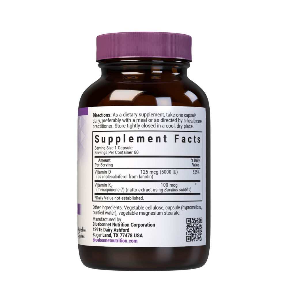Bluebonnet Nutrition Vitamin D3 & K2 60 Caps thumbnail 2
