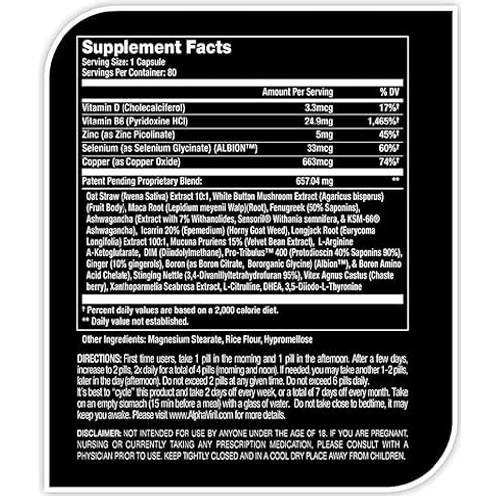 HFL AlphaViril - Doctor-Endorsed Hormonal Balance Support - 80 Capsules - Dietary Supplement for Healthy & Youthful Vitality thumbnail 2