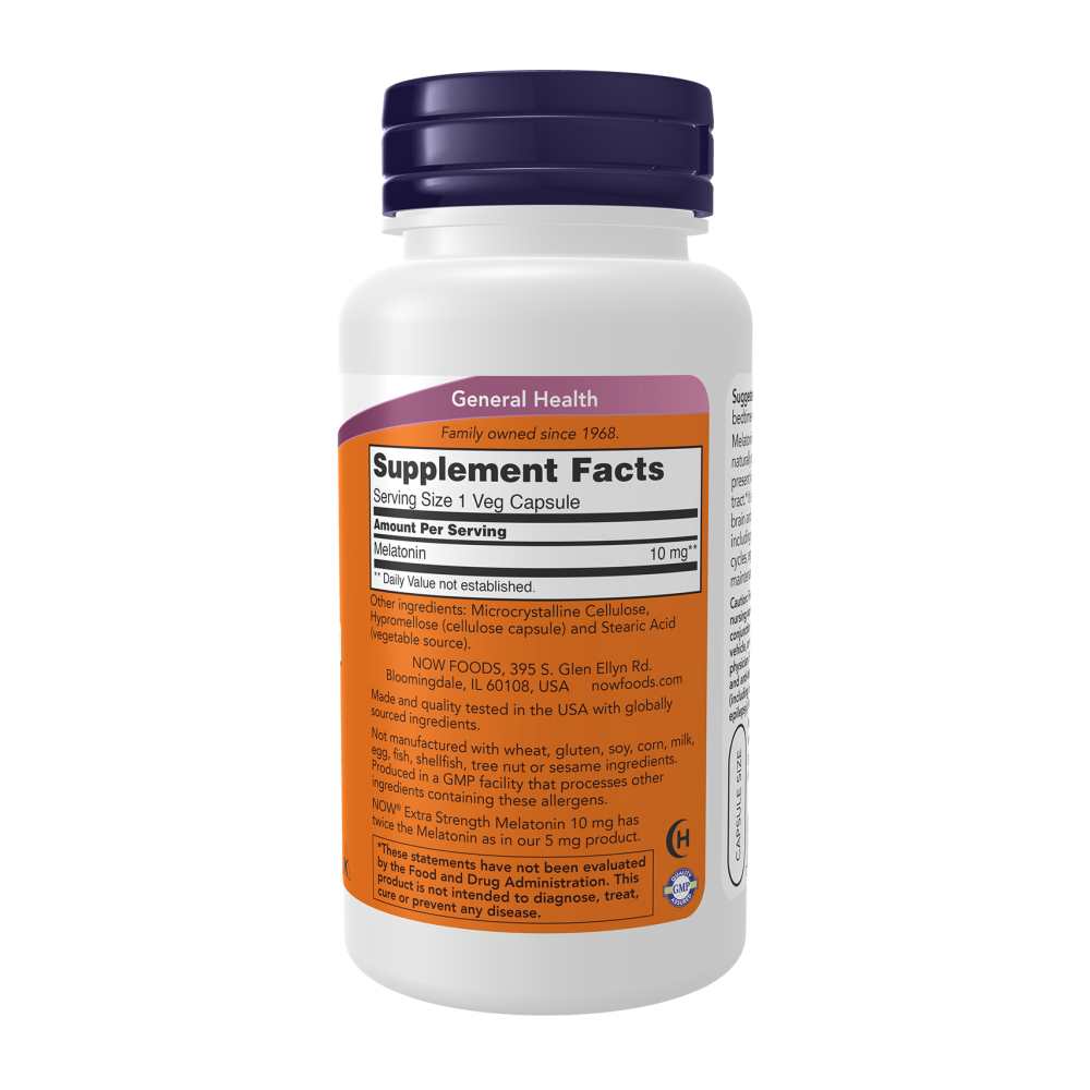 Now Foods Extra Strength Melatonin 10 Mg – Sleep Cycle, Antioxidant & Gi Support – 90 Veg Capsules thumbnail 2