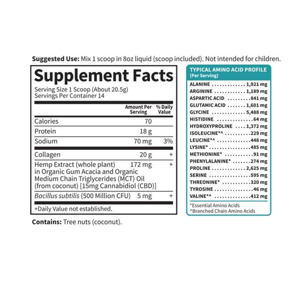 Garden of Life Grass Fed Collagen Cbd 15mg Unflavored 10.12oz (287g) Powder thumbnail 2