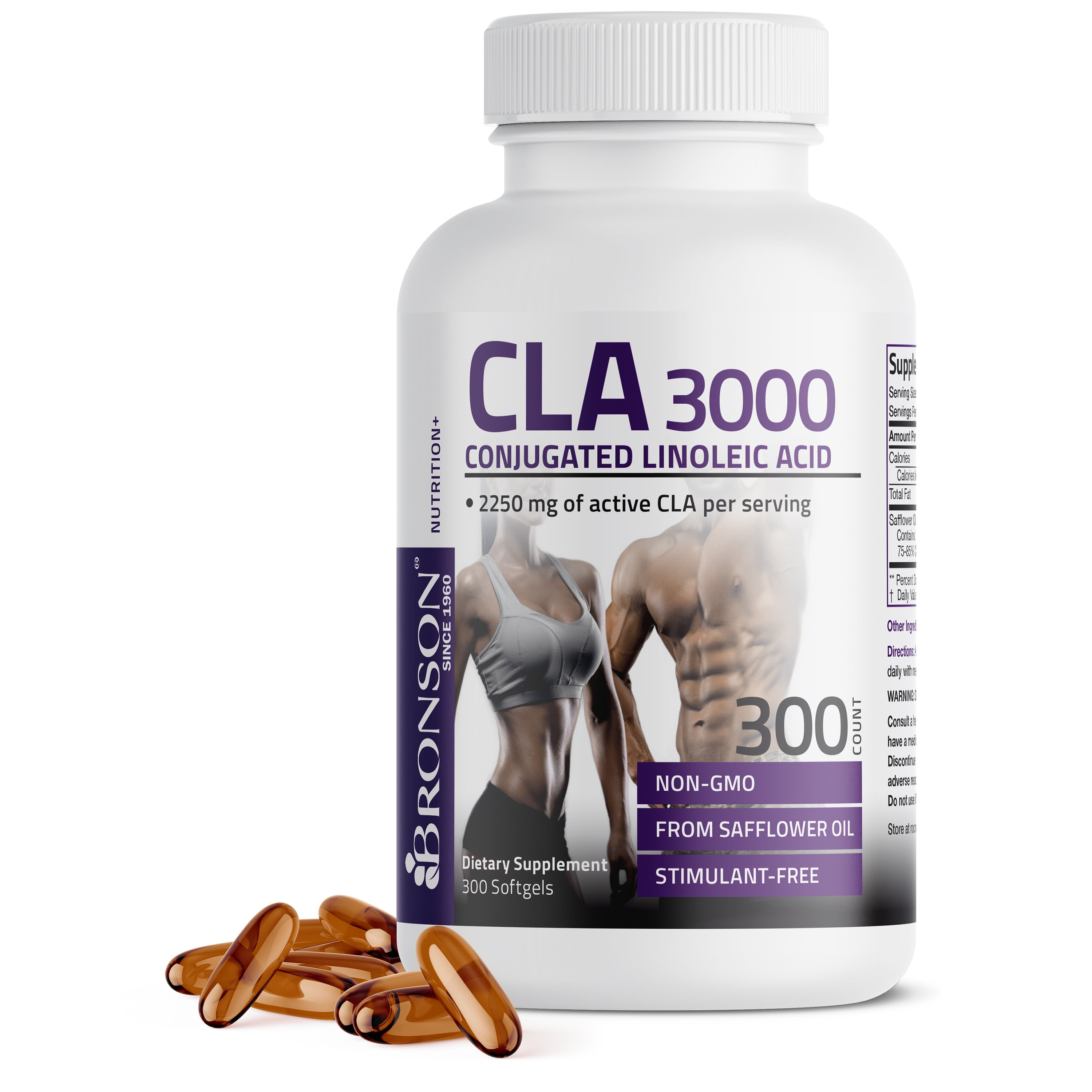 Bronson Vitamins Cla 3000 Conjugated Linoleic Acid Extra High Potency - 3,000 Mg 90 Softgels thumbnail 3