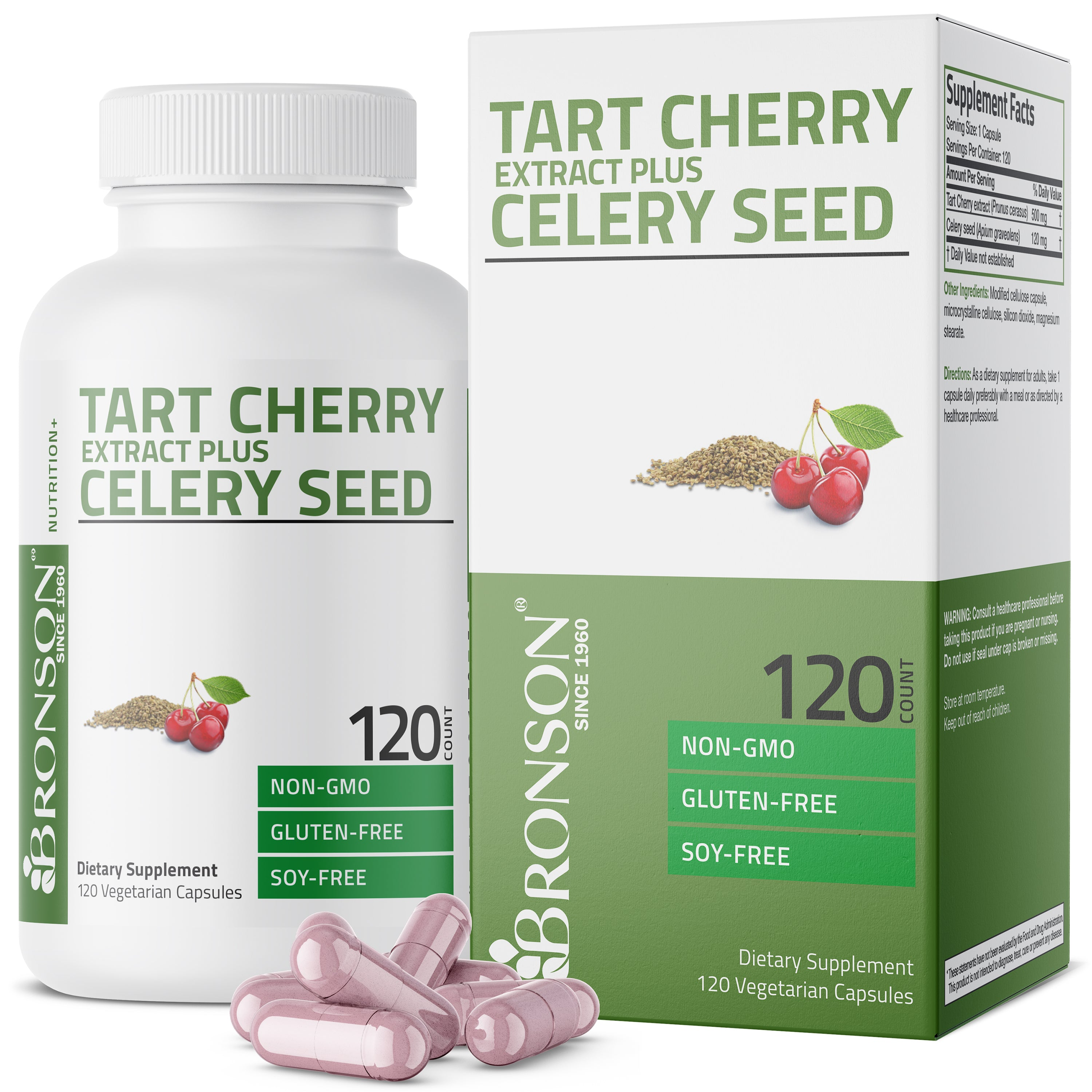 Bronson Vitamins Tart Cherry Extract Plus Celery Seed 60 Caps thumbnail 2