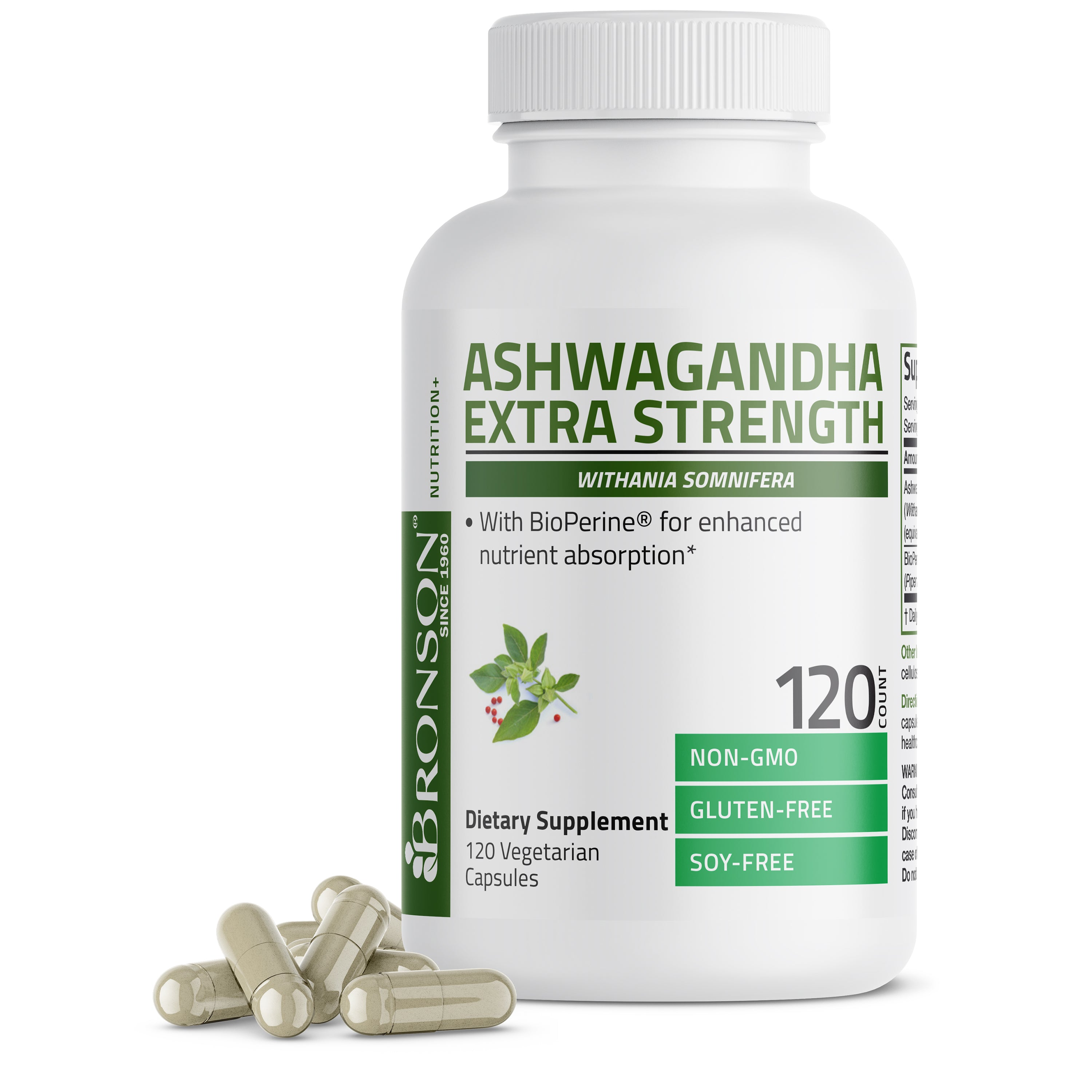 Bronson Vitamins Ashwagandha Extra Strength - 3,000 Mg 60 Caps thumbnail 3