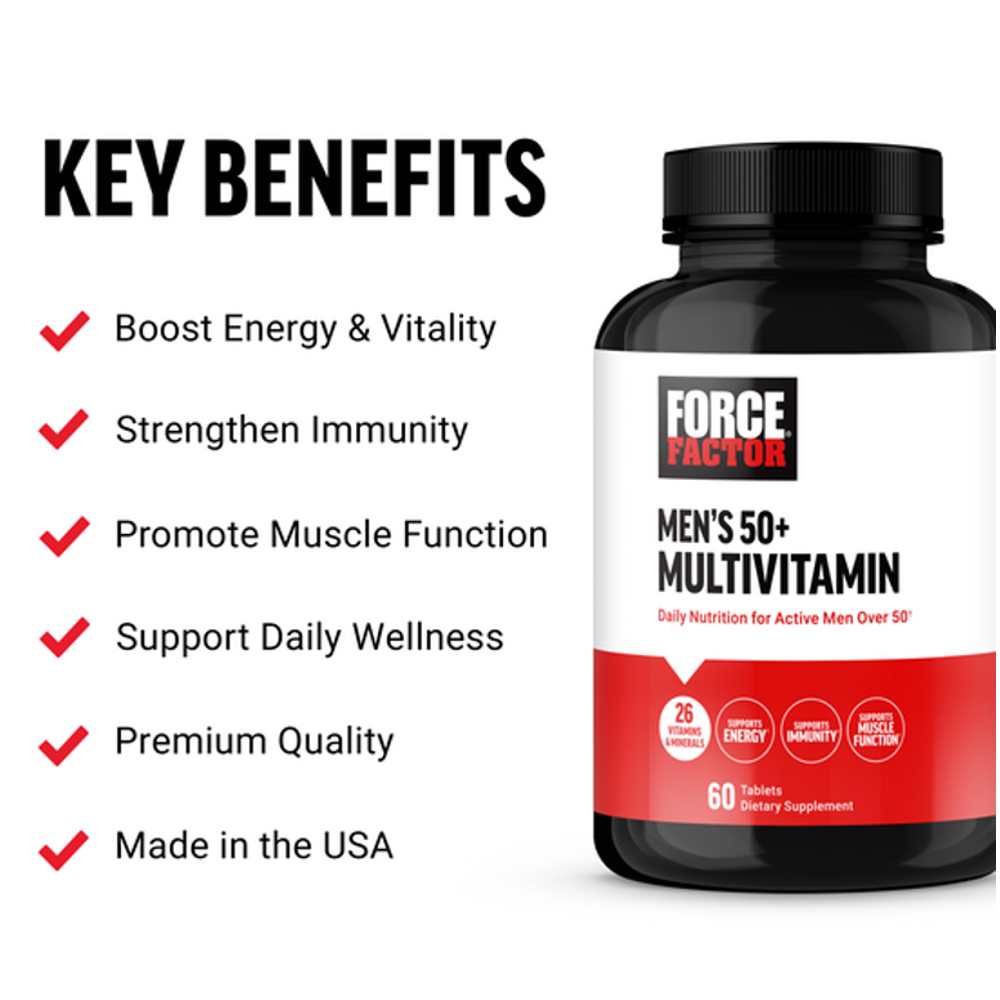 Force Factor Men’s 50+ Multivitamin – 60 Tablets thumbnail 2