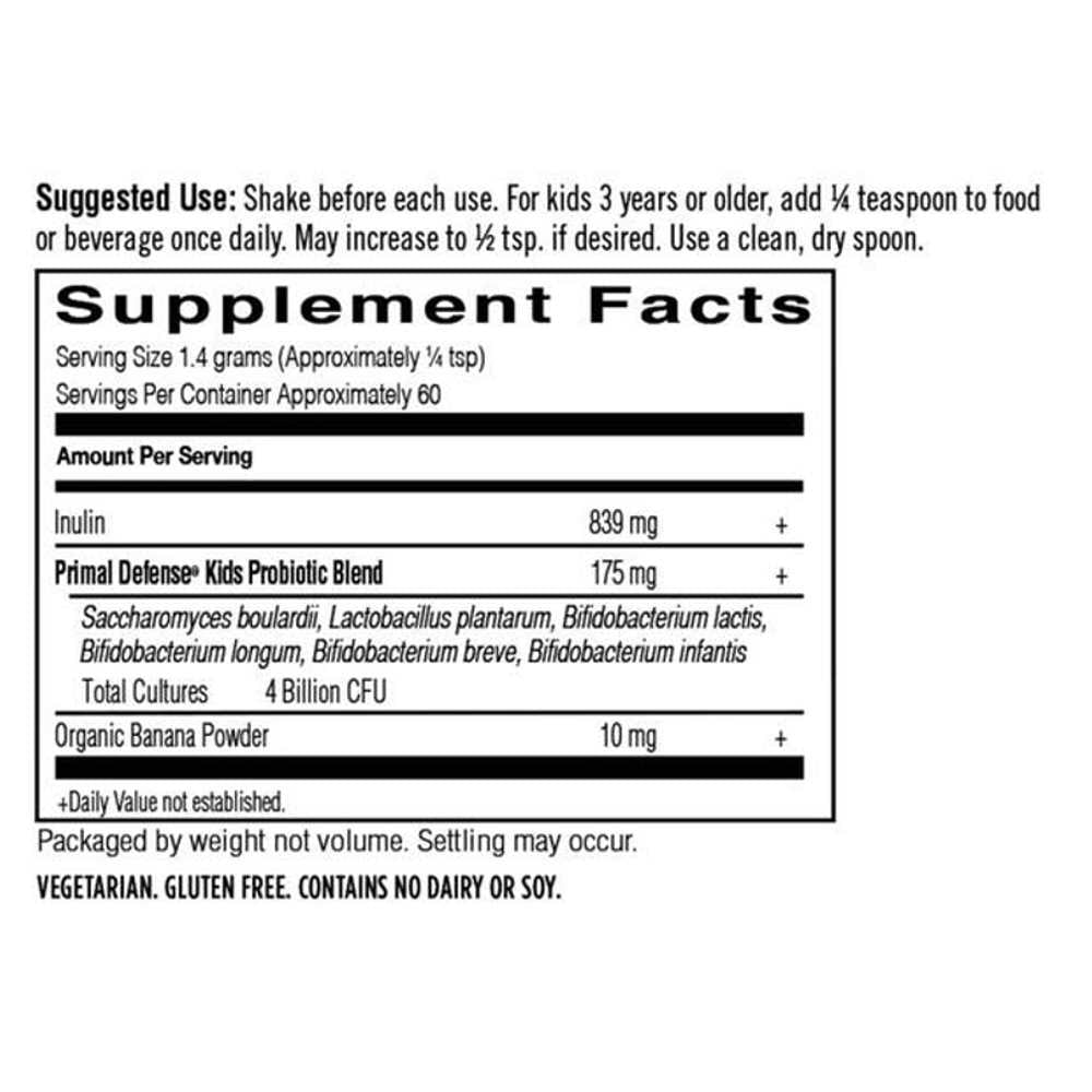 Garden of Life Primal Defense Kids Probiotic Formula Banana 2.9oz (81g) Powder thumbnail 2