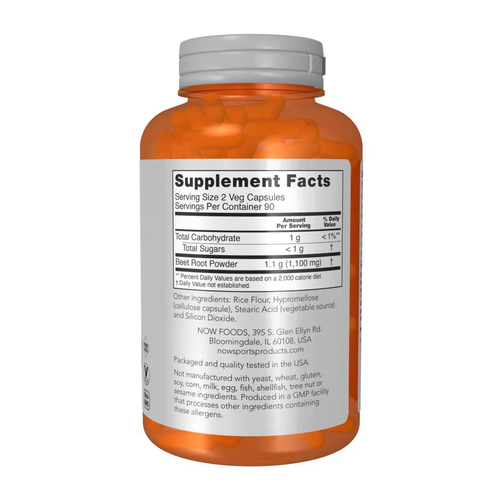 Now Sports Beet Root – Nitric Oxide Support – 180 Veg Capsules thumbnail 2