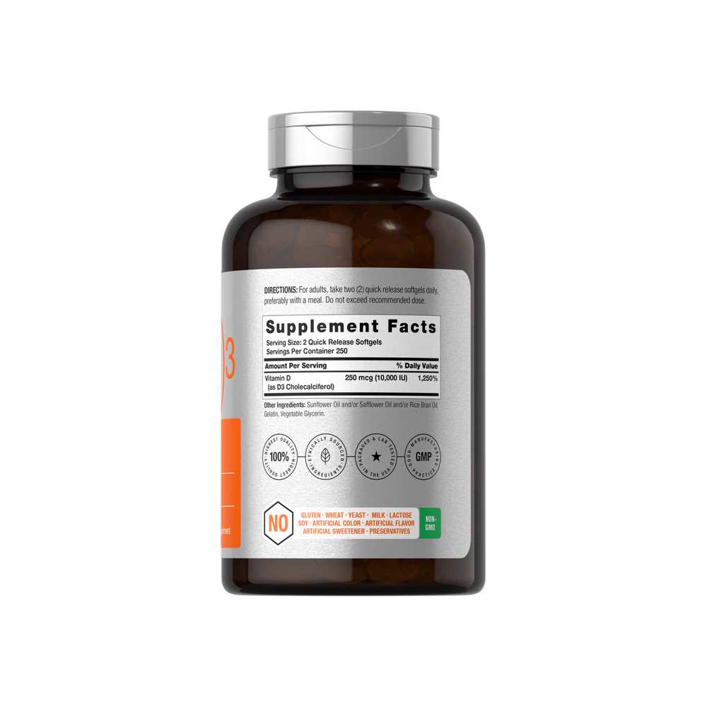 Horbäach Vitamin D 10000 Iu per Serving | 500 Softgels thumbnail 2