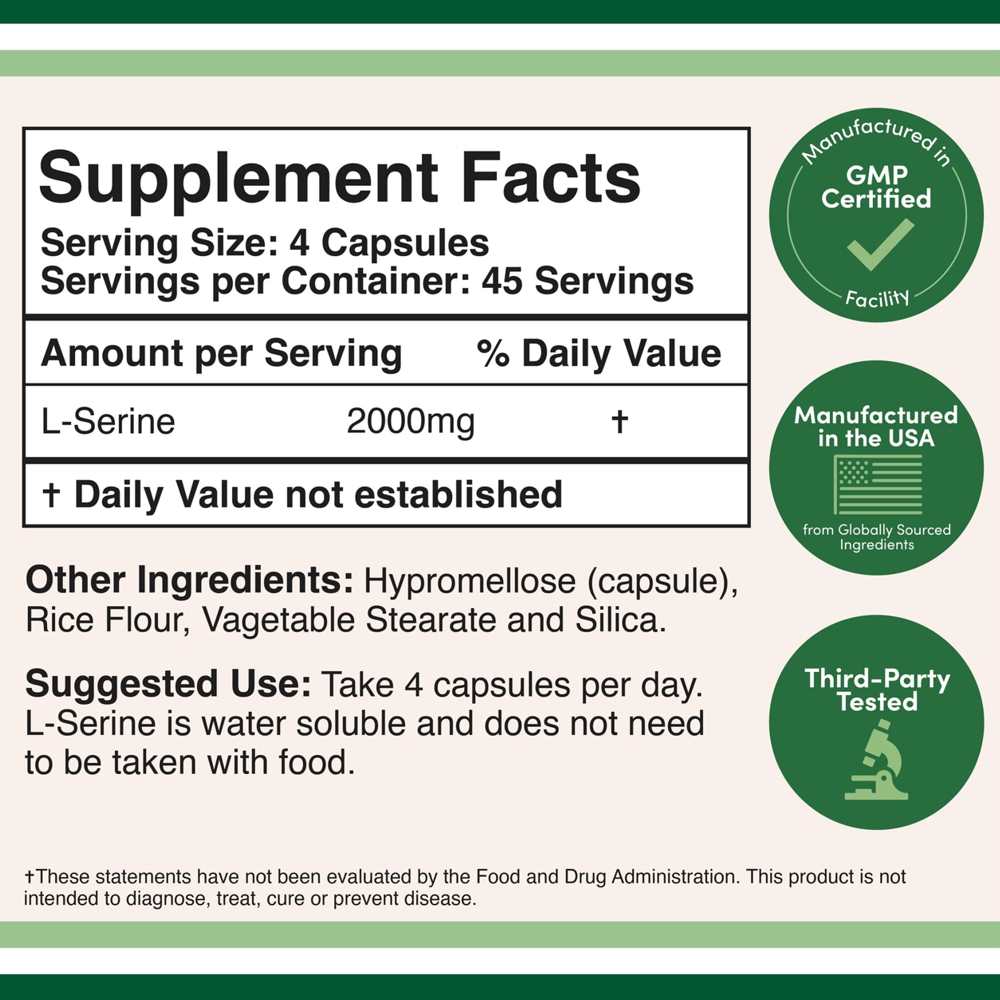 Double Wood L-Serine 2000 Mg – 180 Capsules Dietary Supplement thumbnail 2