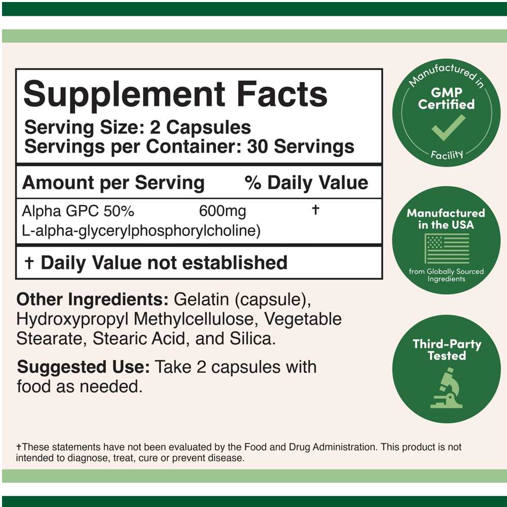 Double Wood Supplements Alpha-Gpc – 60 Capsules for Mental Clarity thumbnail 2