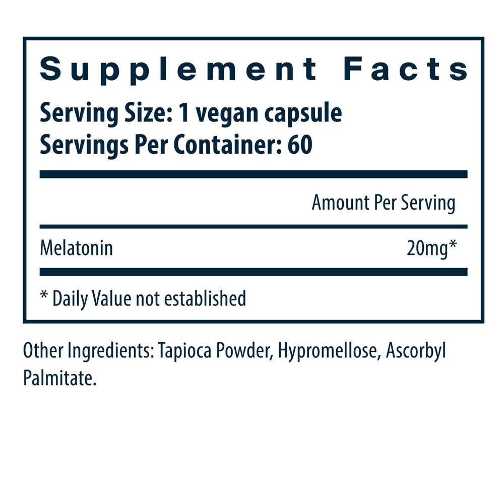 Vital Nutrients Melatonin 20mg 60 Caps thumbnail 2