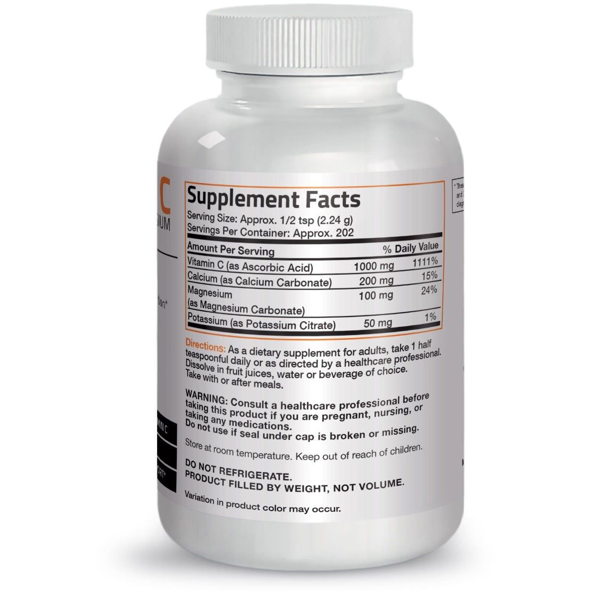 Bronson Vitamins Vitamin C Powder with Calcium, Magnesium, Potassium - 1 Lb (454g) thumbnail 2