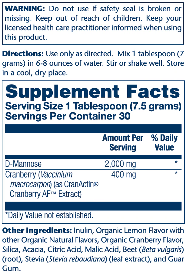 Solaray D-Mannose with Cran Actin 226g thumbnail 2