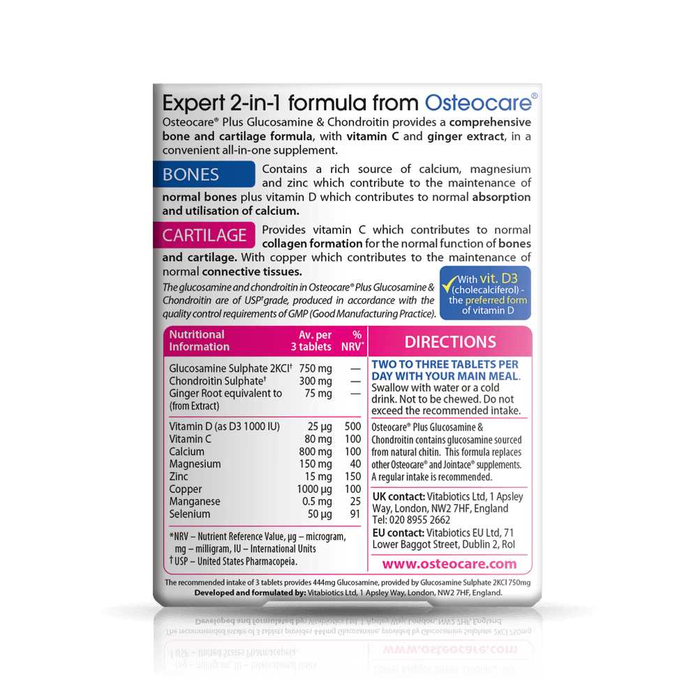 Vitabiotics Osteocare Plus – Glucosamine & Chondroitin with Calcium, Magnesium & Zinc thumbnail 2
