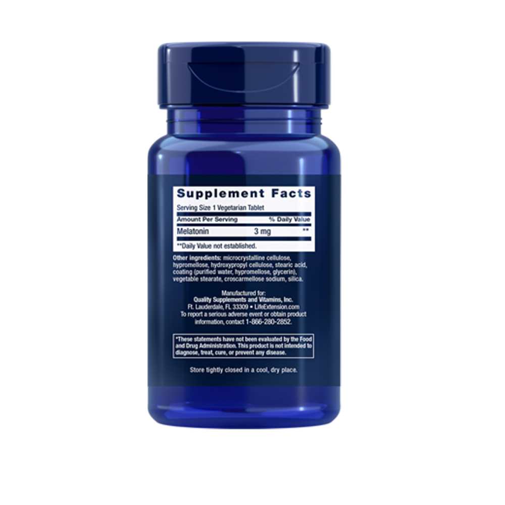 Life Extension Melatonin 6 Hour Timed Release 3 mg, 60 vegetarian tablets thumbnail 2