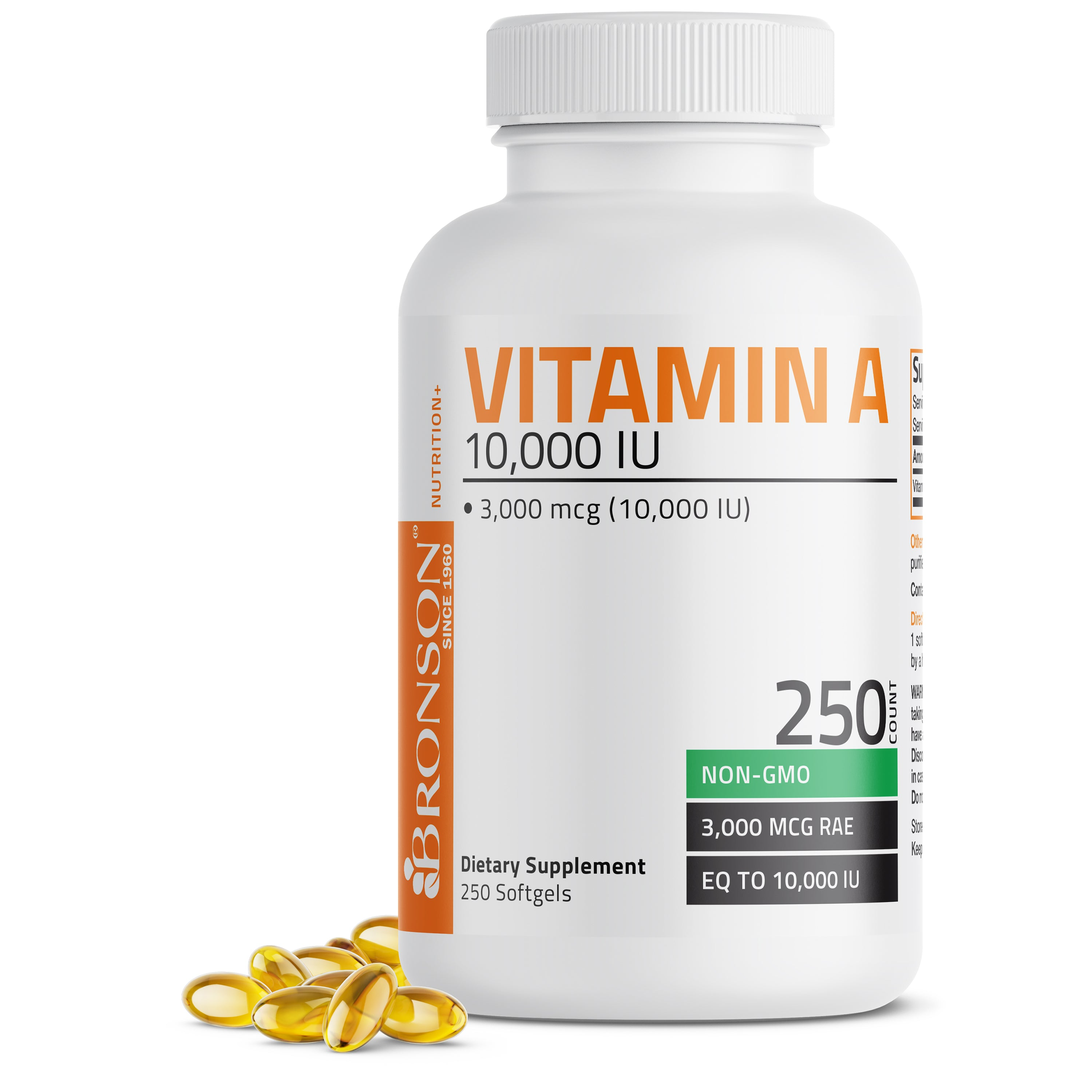 Bronson Vitamins Vitamin a Retinyl Palmitate - 10,000 Iu 180 Softgels thumbnail 2