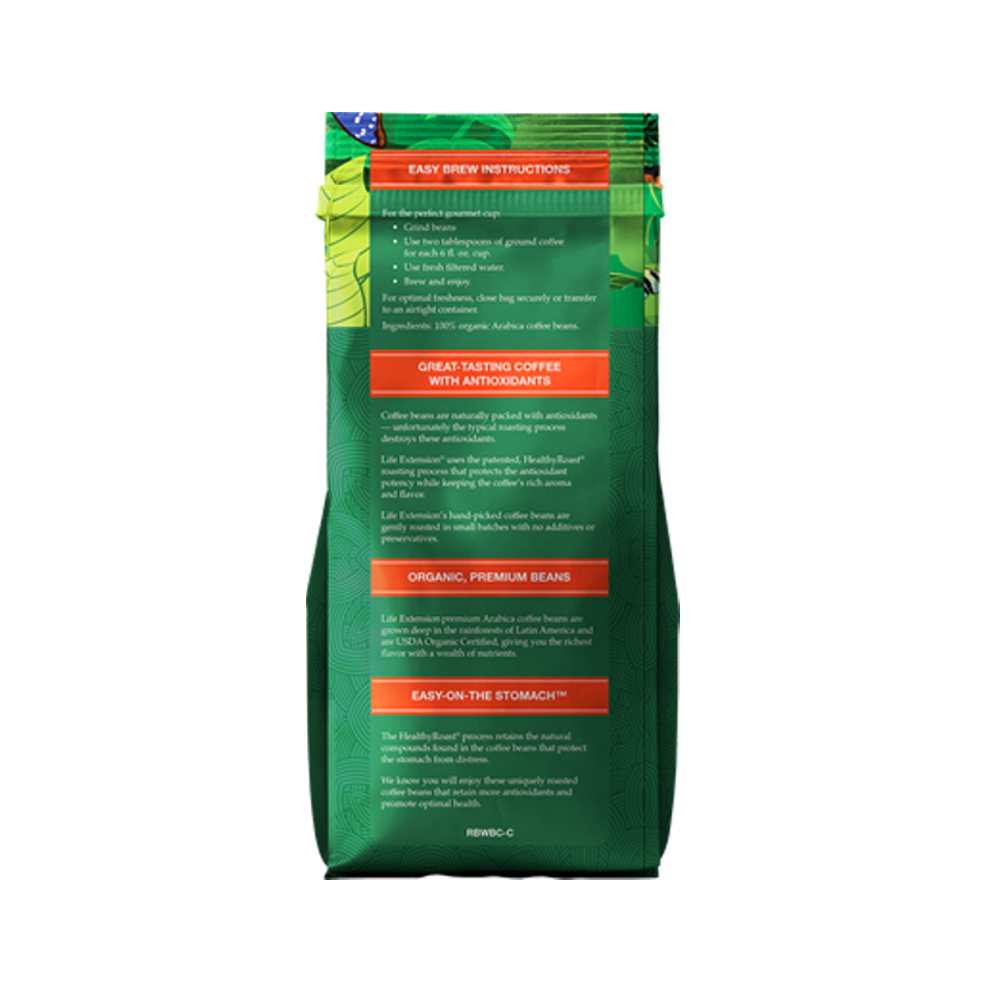 Life Extension Rainforest Blend Whole Bean Coffee 340g thumbnail 2
