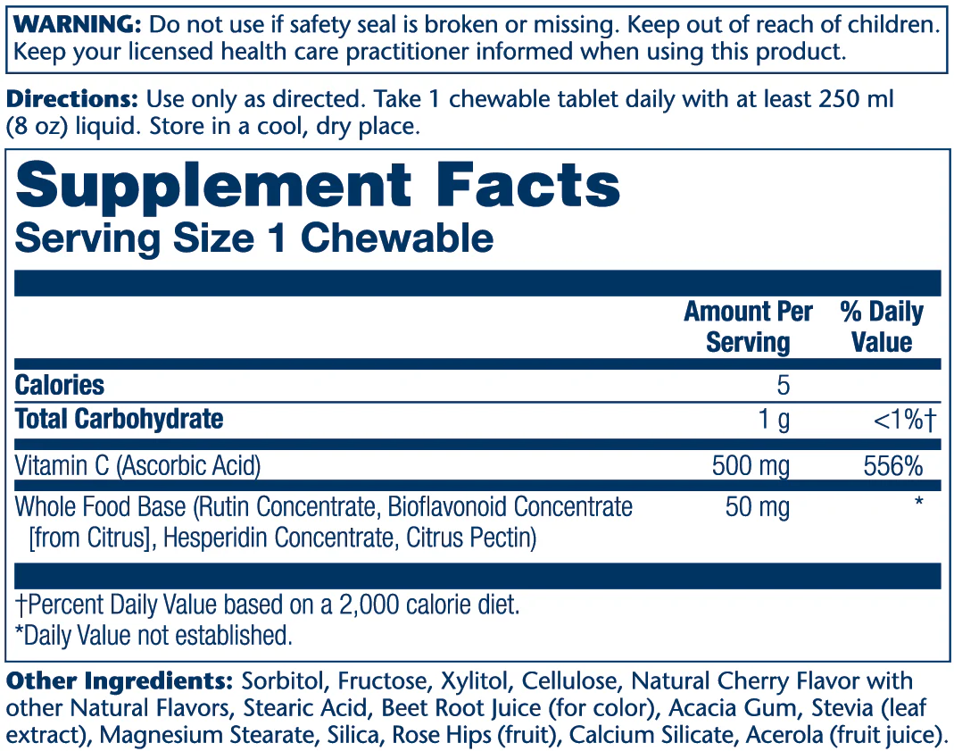 Solaray Vitamin C 500mg 100 Chewables thumbnail 2