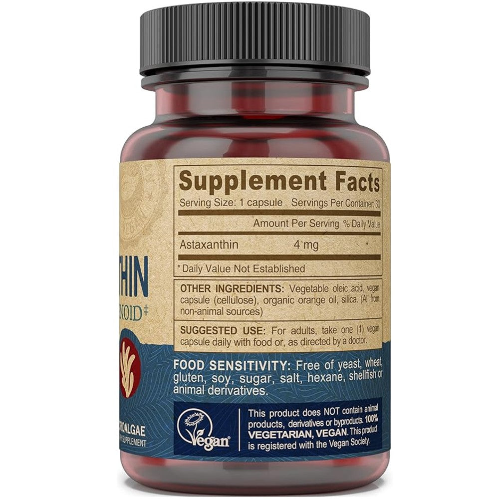 DEVA Vegan Astaxanthin Super Carotenoid 4mg - Microalgae-Powered Antioxidant thumbnail 2