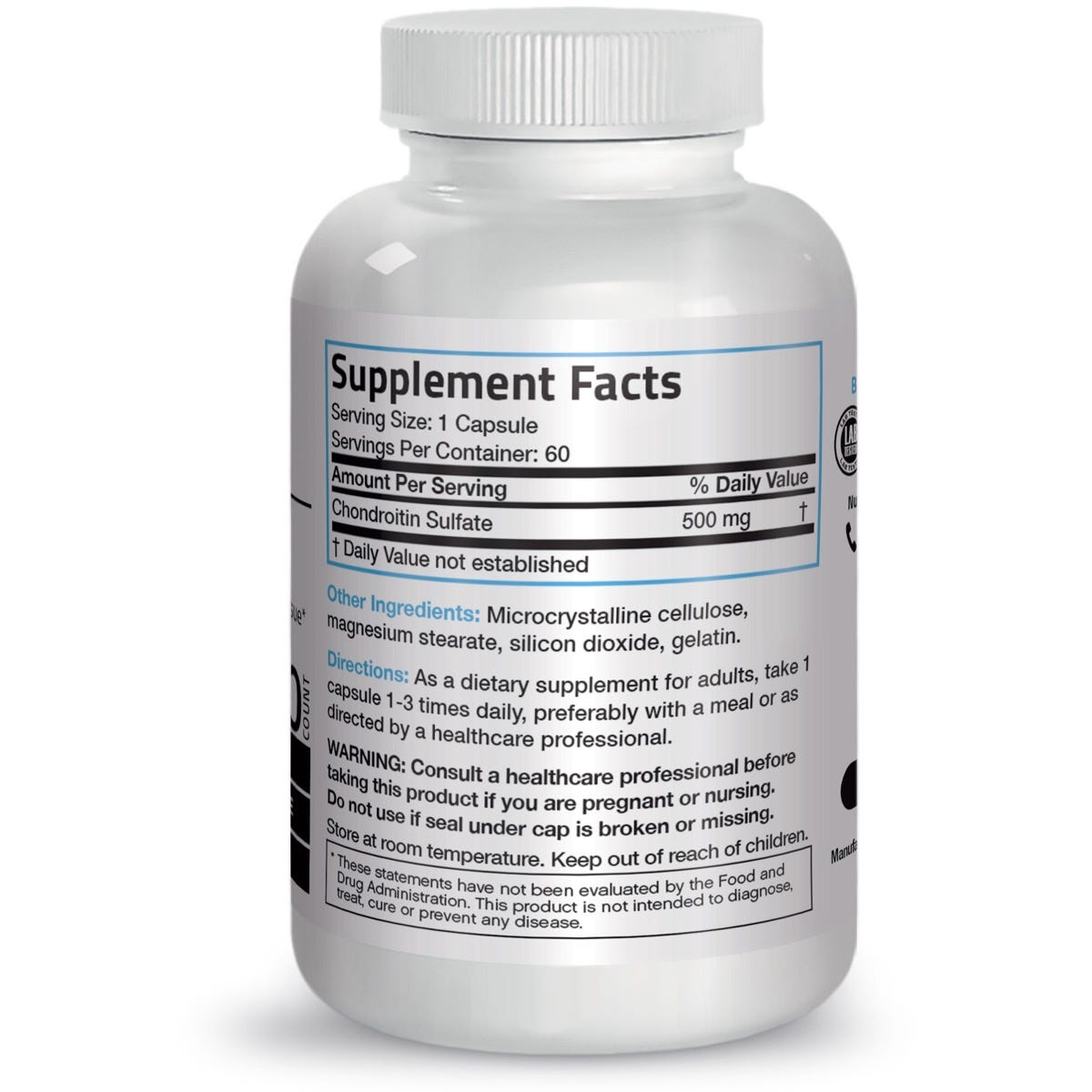 Bronson Vitamins Chondroitin Sulfate - 500 Mg - 60 Capsules thumbnail 2
