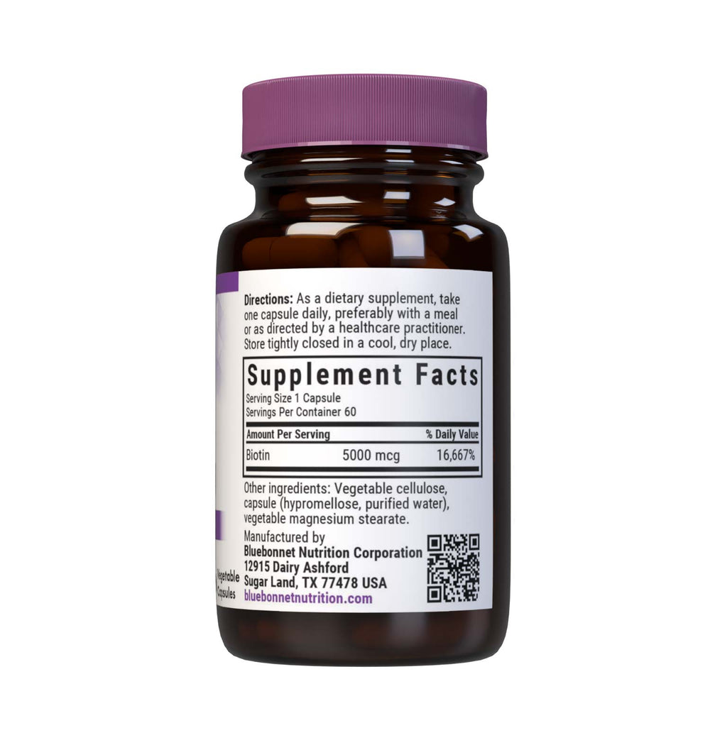 Bluebonnet Nutrition Biotin 5000 Mcg 60 Caps thumbnail 2