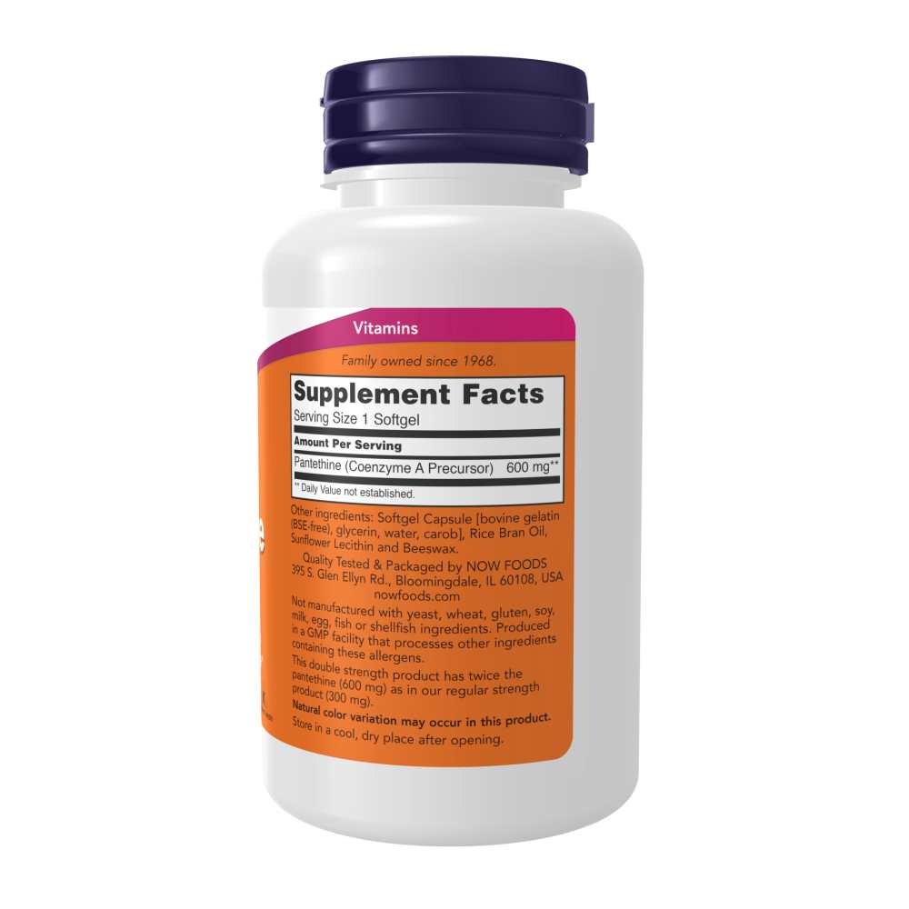 Now Foods Pantethine 600 Mg – Double Strength for Heart Health – 60 Softgels thumbnail 2