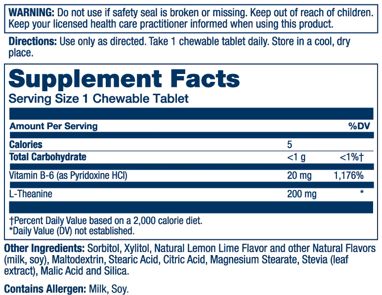 Solaray Sugar-Free L-Theanine , Lemon-Lime Flavor 30 Chewable thumbnail 3
