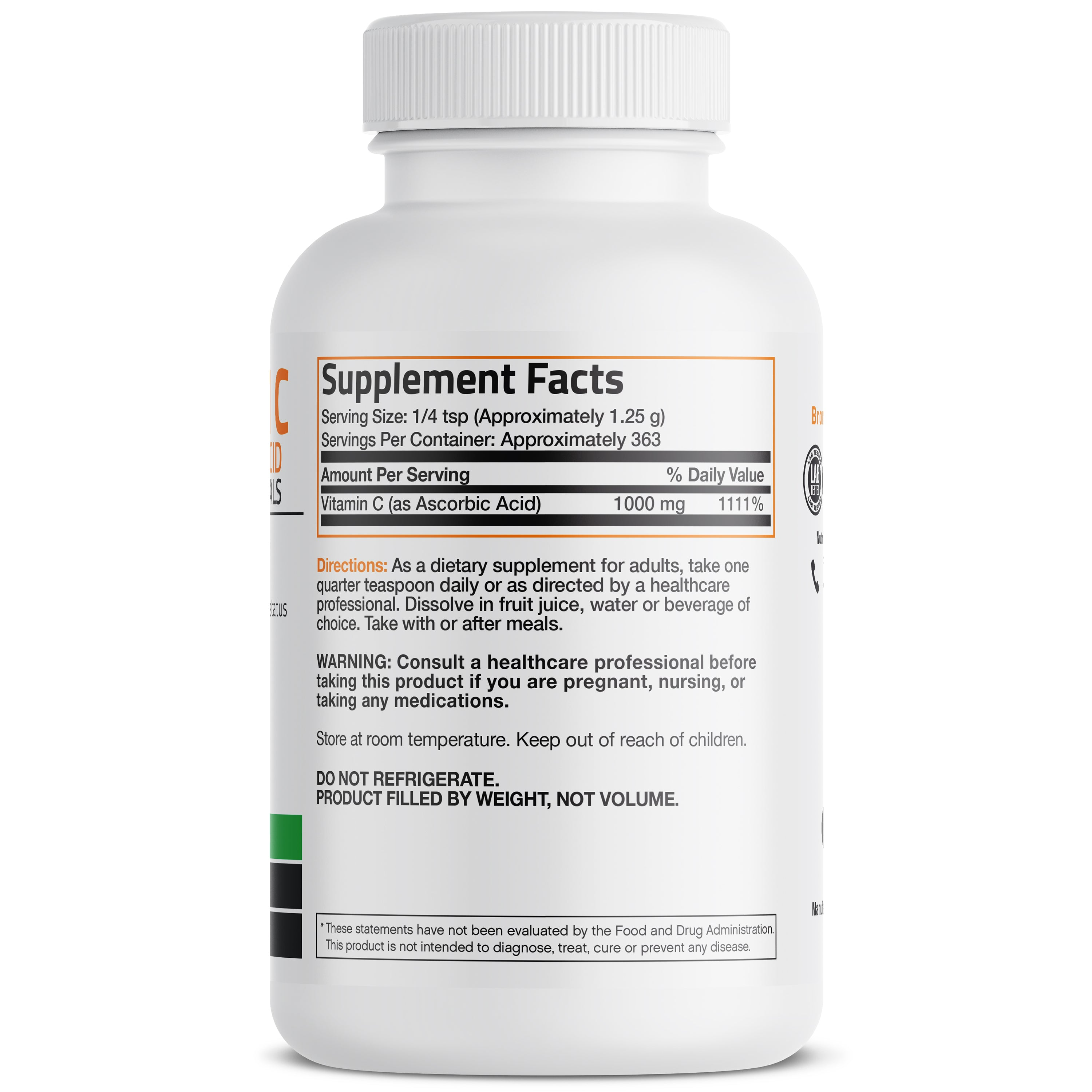 Bronson Vitamins Vitamin C Pure Ascorbic Acid Crystals - 1,000 Mg 454g thumbnail 2