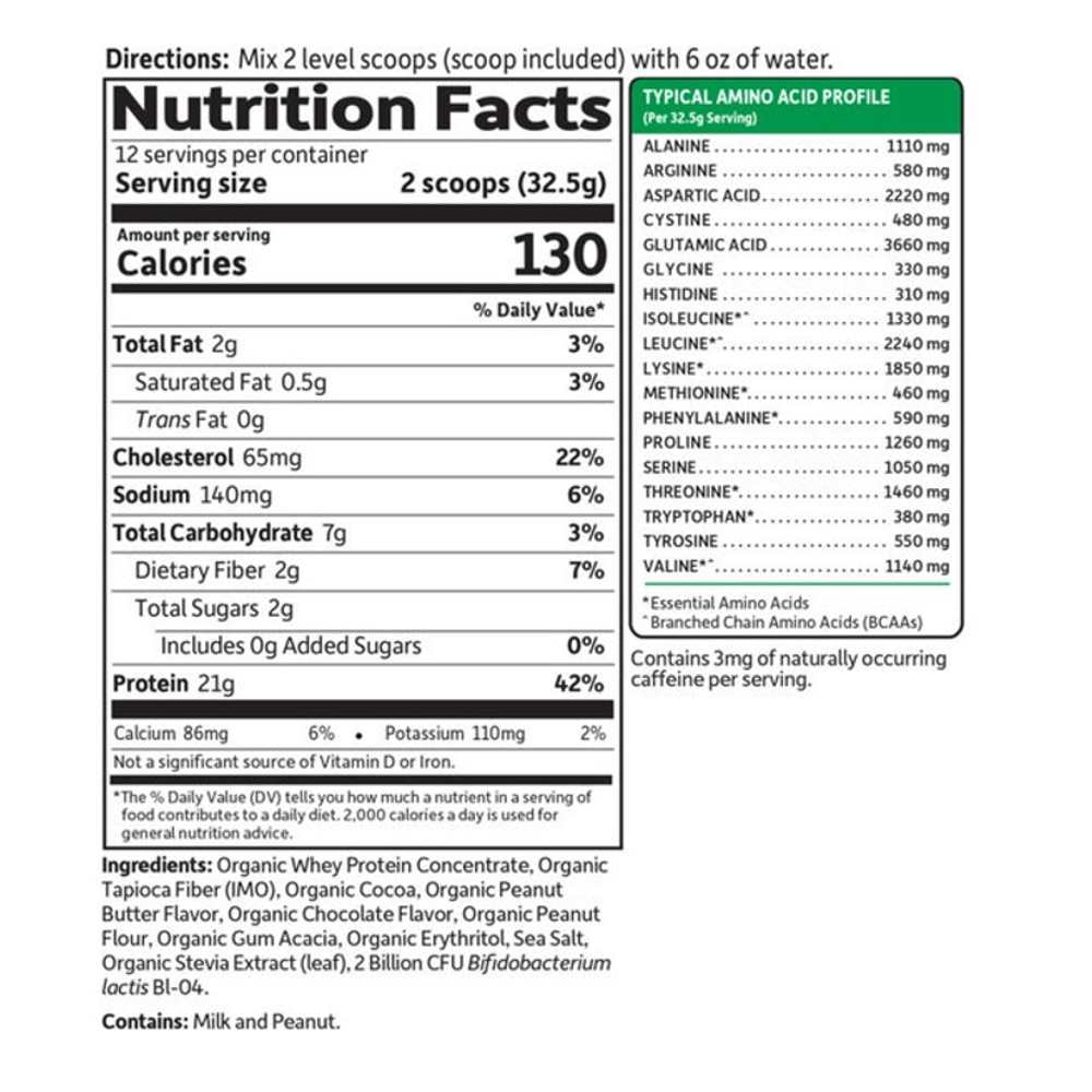Garden of Life Organic Whey Protein Peanut Butter Chocolate 13.75oz (390g) Powder thumbnail 2