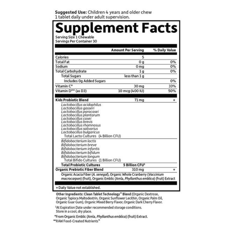 Garden of Life Dr. Formulated Probiotics Organic Kids+ Shelf-Stable Berry Cherry 30 Chewables thumbnail 2