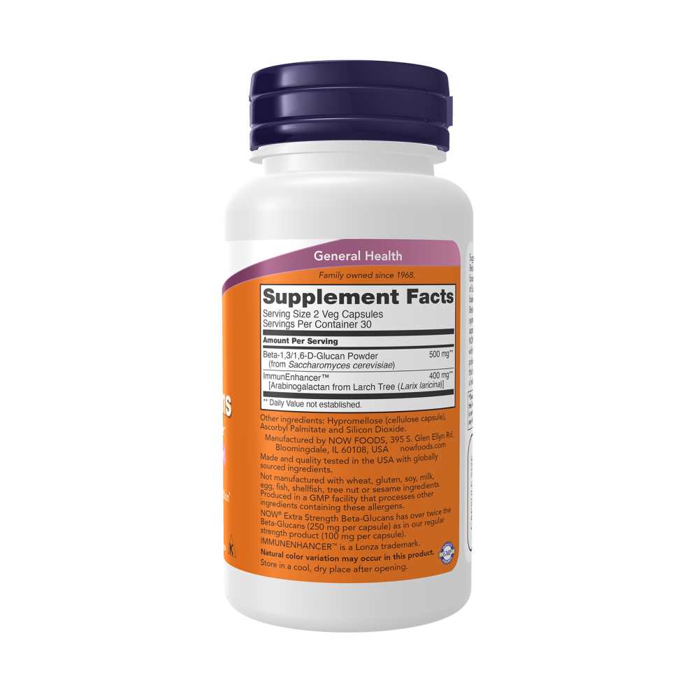 Now Foods Extra Strength Beta-Glucans with Immun Enhancer – 250mg – 60 Veg Capsules thumbnail 2