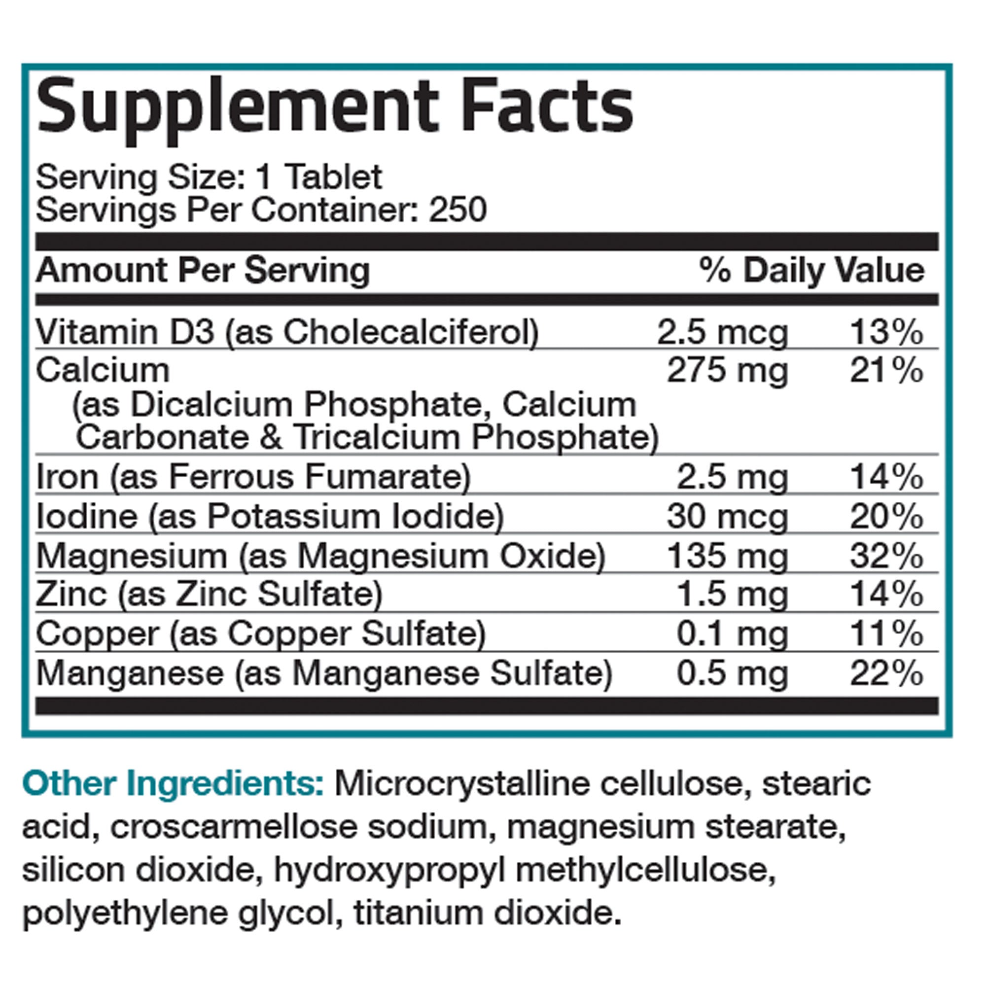 Bronson Vitamins Calcium with Minerals and Vitamin D - 250 Tablets thumbnail 2