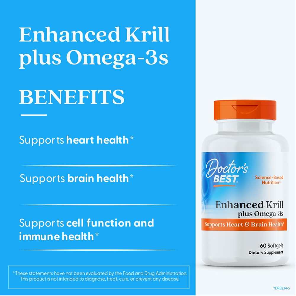 Doctor's Best Enhanced Krill Plus Omega3s with Superba Krill, 60 Softgels thumbnail 2