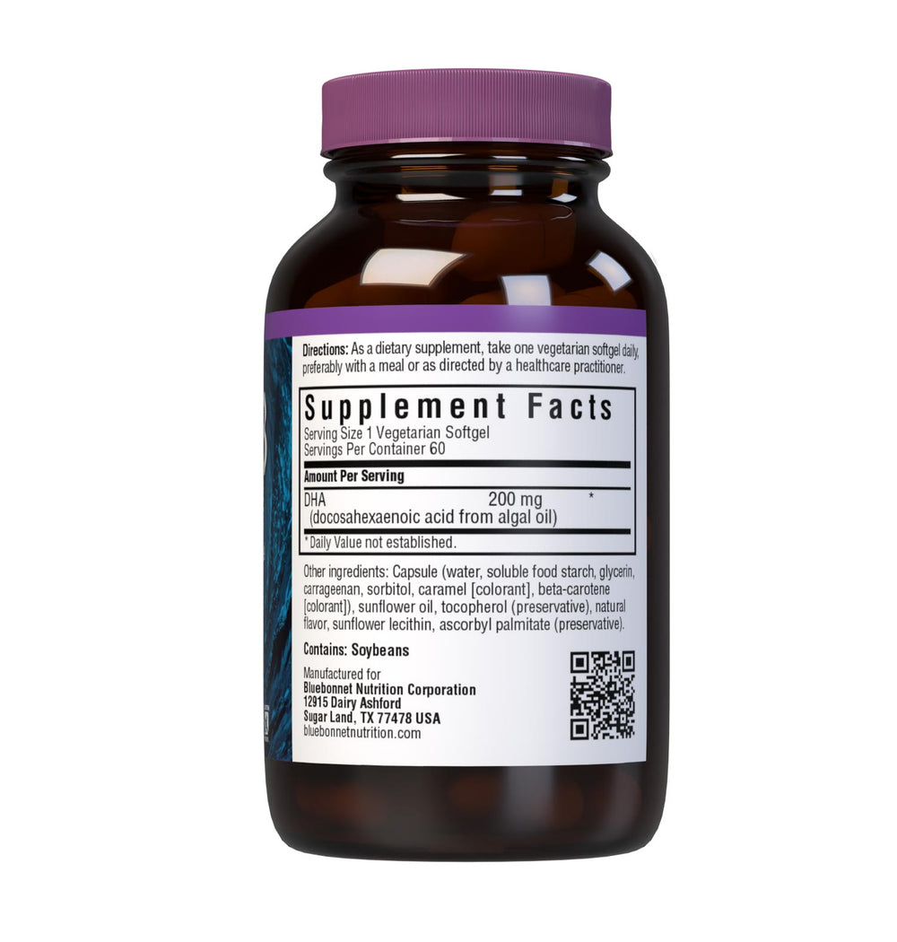Bluebonnet Nutrition Omega-3 Vegetarian Dha 200 Mg 60 Softgels thumbnail 2