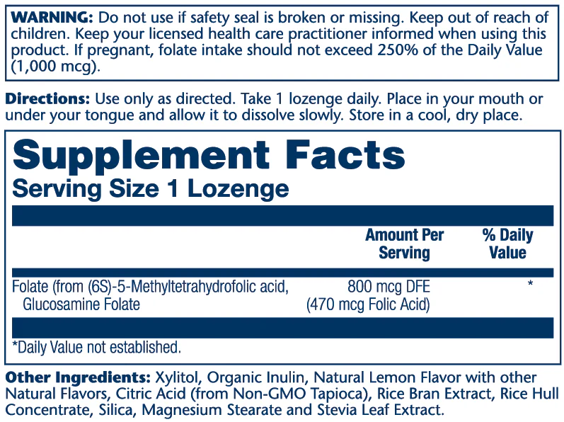 Solaray Methyl Folate 1000mcg 60 Lozenges thumbnail 2