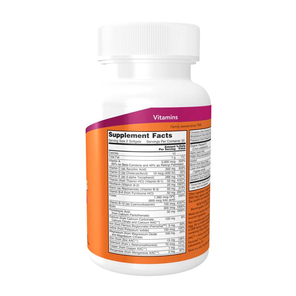 Now Foods Liquid Multi Gels – Fast Absorption Multivitamin with Flax Seed Oil – 60 Softgels thumbnail 3