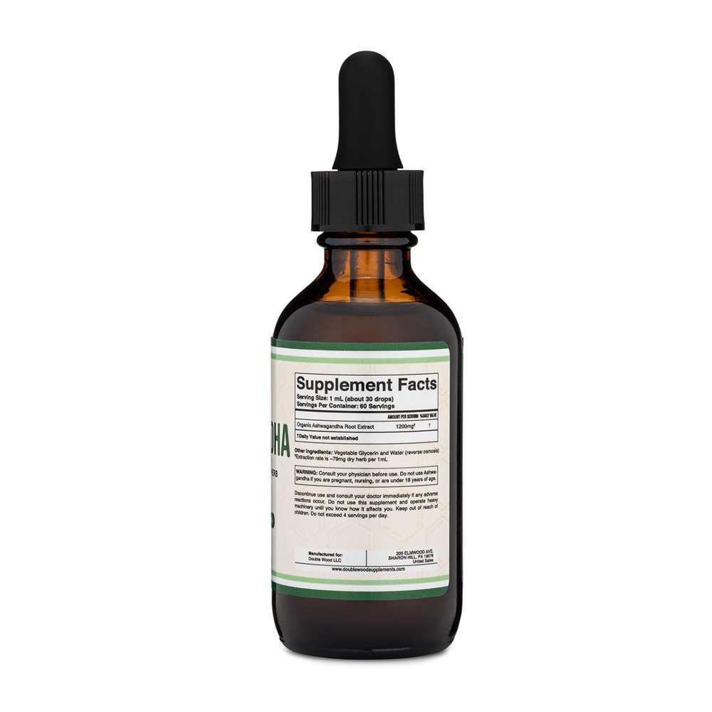 Double Wood Ashwagandha – Organic Liquid Adaptogen for Stress & Calm | 2 Fl Oz (60 M L) thumbnail 2