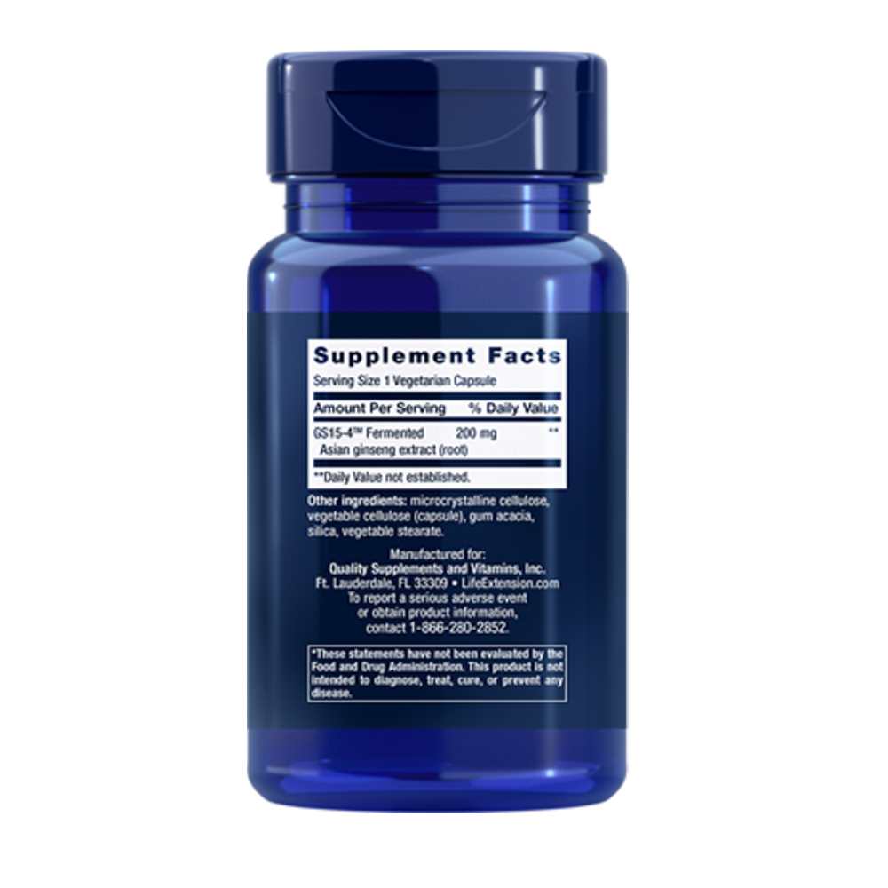 Life Extension Ginseng Energy Boost – 30 Vegetarian Capsules thumbnail 2