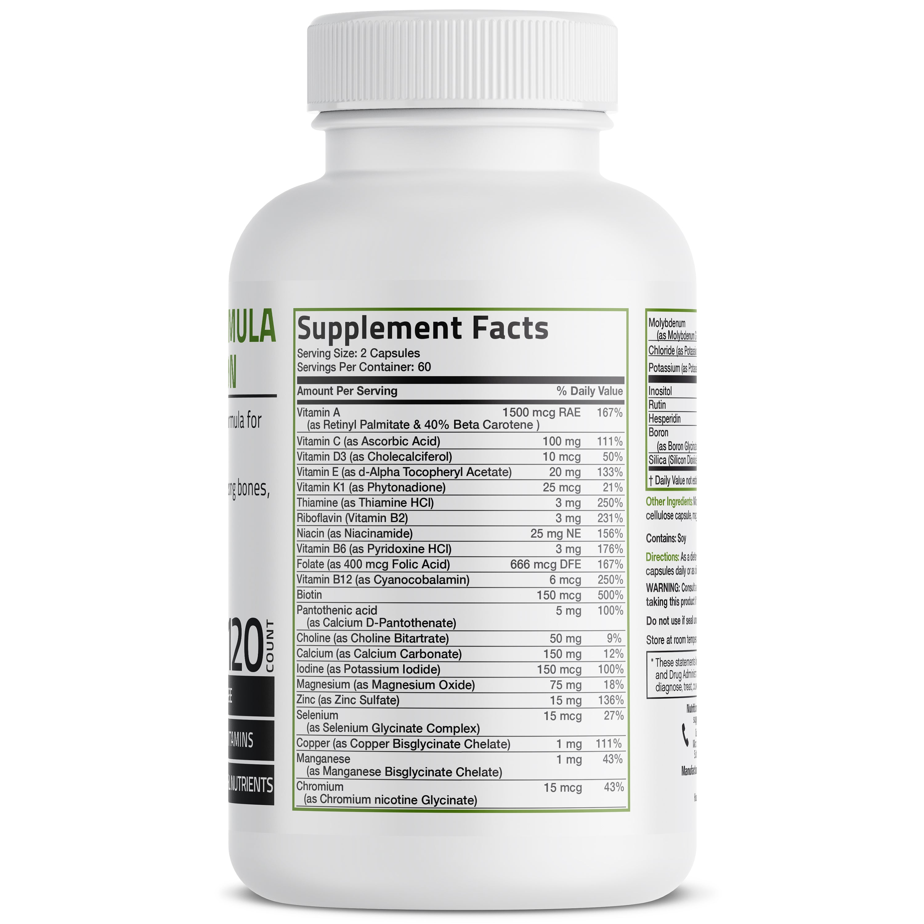 Bronson Vitamins Mature Formula Multivitamin without Iron for Adults Over 50, 120 Capsules thumbnail 2