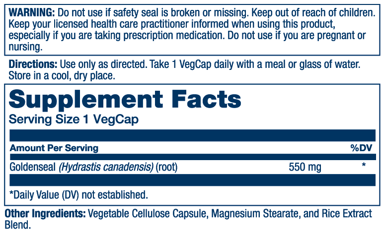 Solaray Goldenseal Root 550mg 50 Caps thumbnail 2