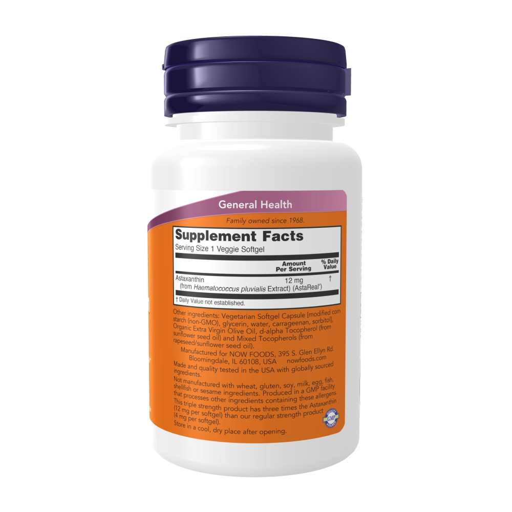 Now Foods Triple Strength Astaxanthin 12 Mg – Brain & Eye Health Support – Clinically Relevant Dose – 60 Veggie Softgels thumbnail 2